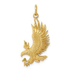 14k Yellow Gold 2D American Bald Eagle Pendant